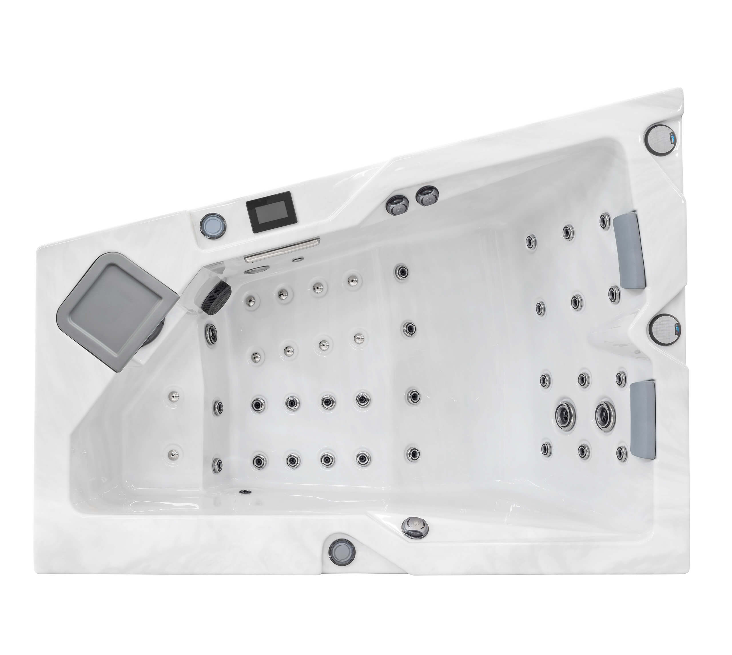 white shell of a 2 person hot tub