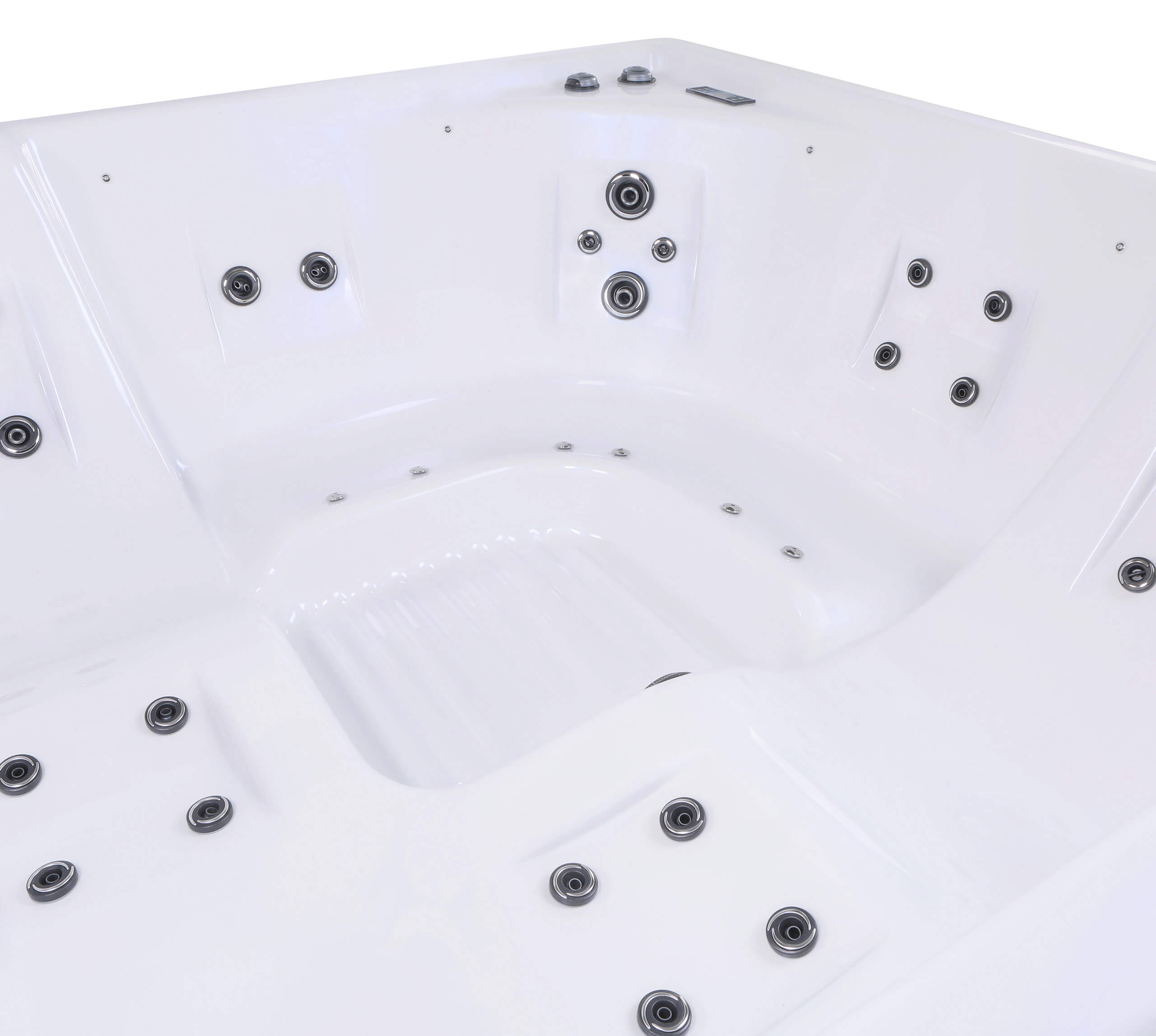 a large hot tub pearl white shell hydrotherapy jet