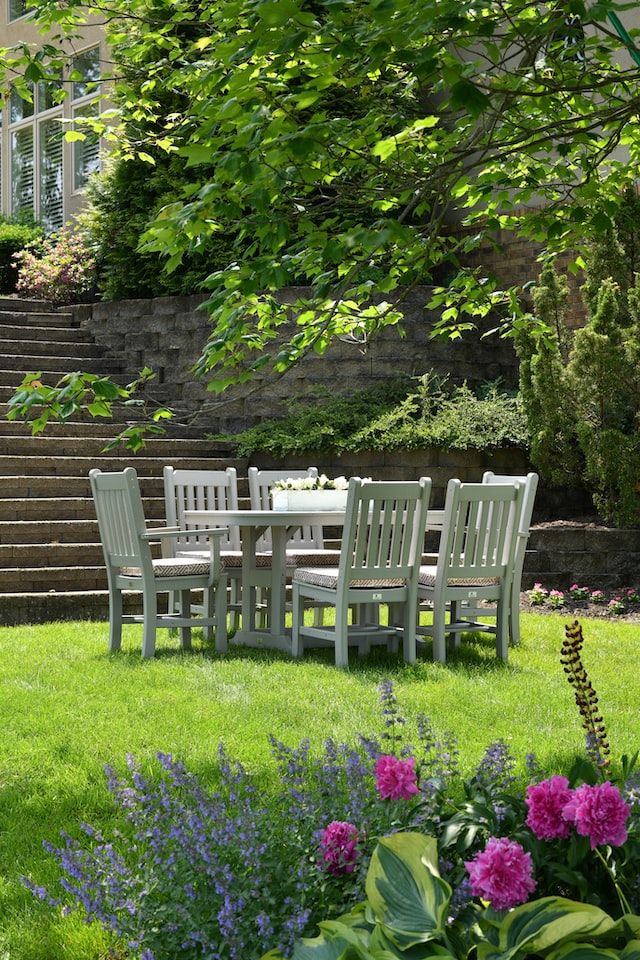garden furniture creating cohesion with a hot tub