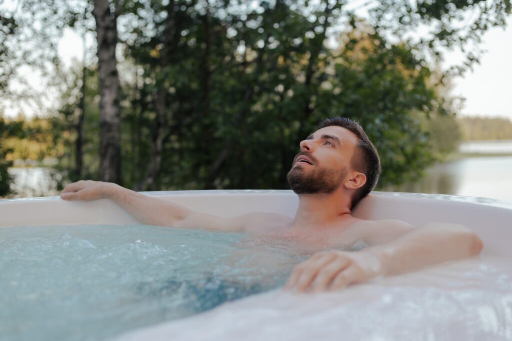 Man Relaxing in a Jacuzzi