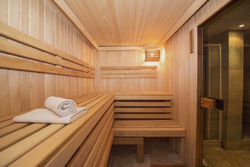 a walk-in spa sauna